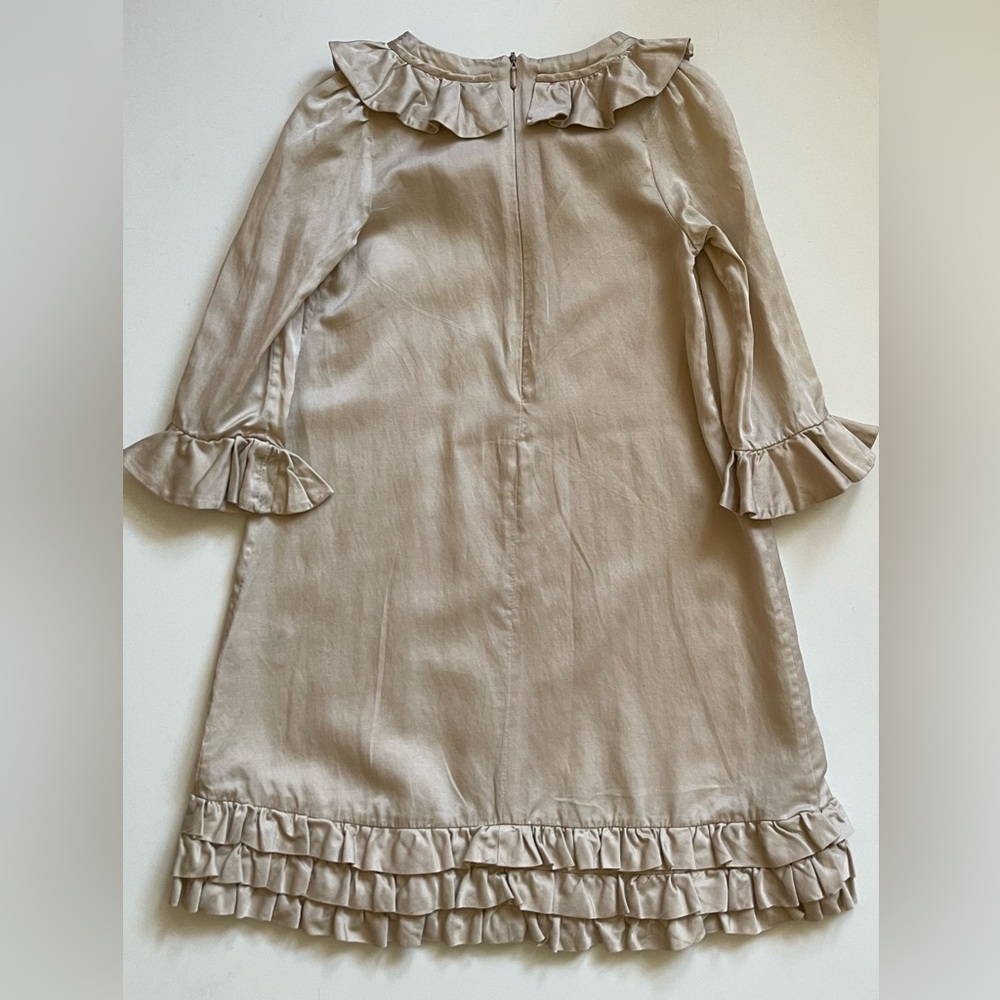Marie Chantal Cream Silky Dress with Ruffles - Size 6 - Picture 12 of 16
